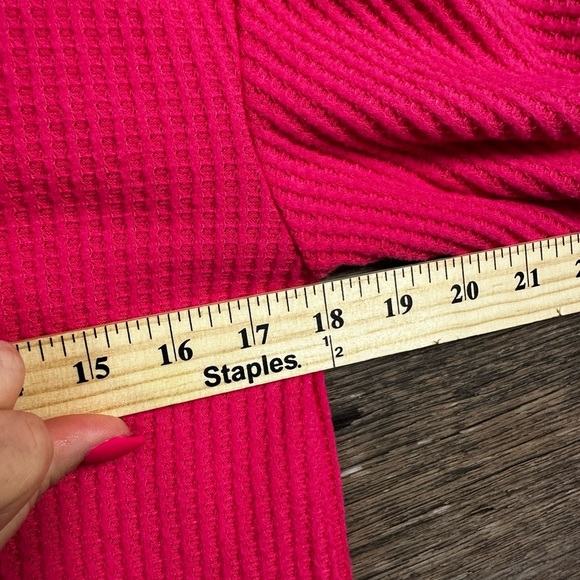 LOFT Pink Ribbed Textured Blouse with Long Sleeves - Picture 6 of 8
